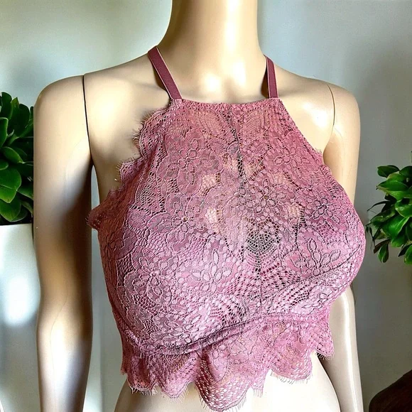 Victoria's Secret PINK Eyelash Lace High-Neck Bralette - Picture 9 of 16